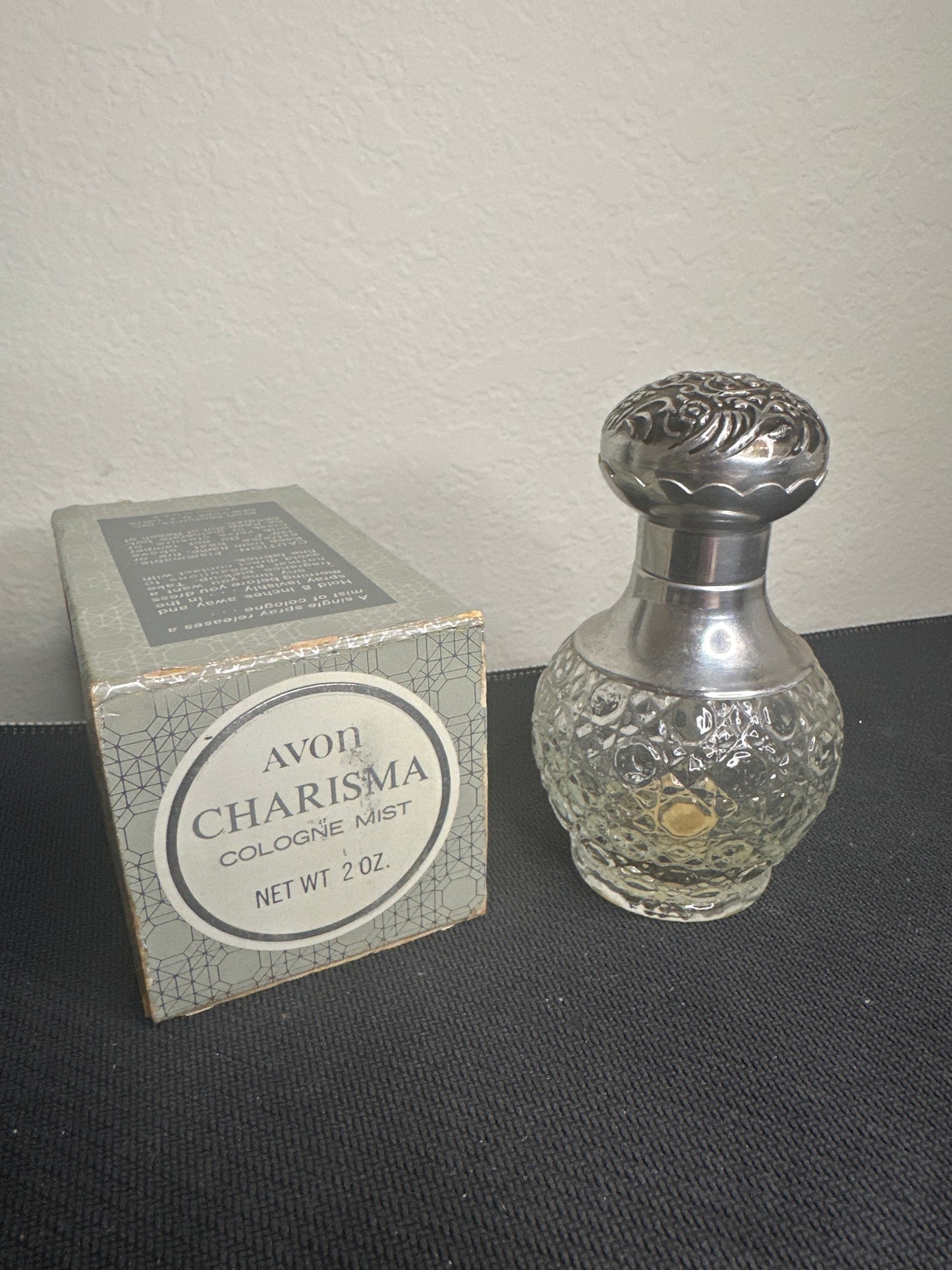 Avon Charisma Cologne Mist Clear and Silver Decanter