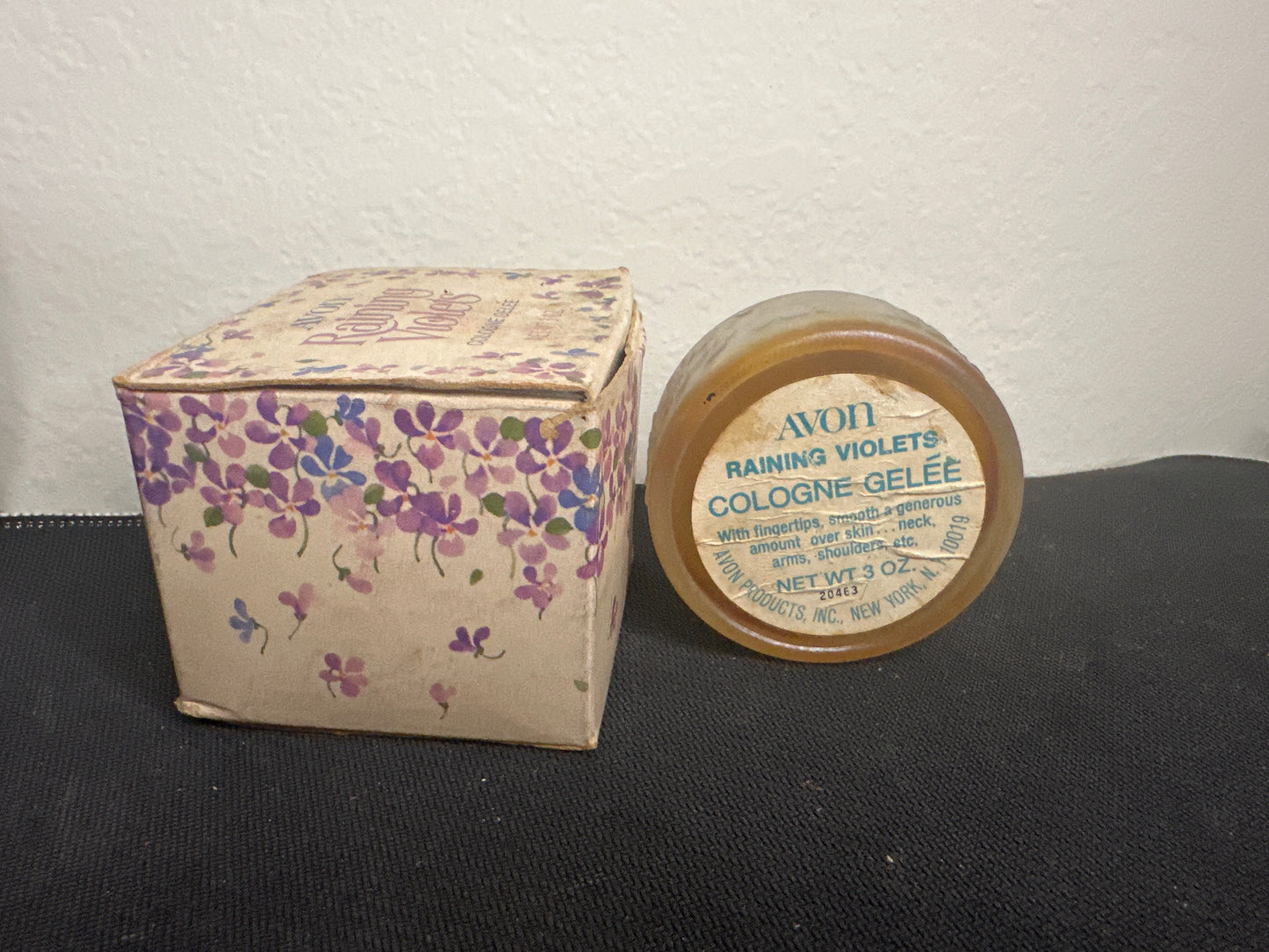 Avon Raining Violets Purple Lid Container in Box