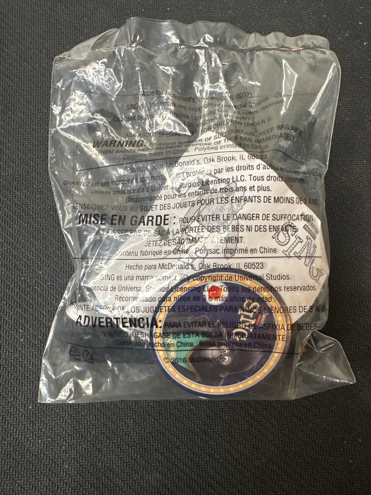 McDonalds Happy Meal 2016 Sing No. 7 Johnny Toy