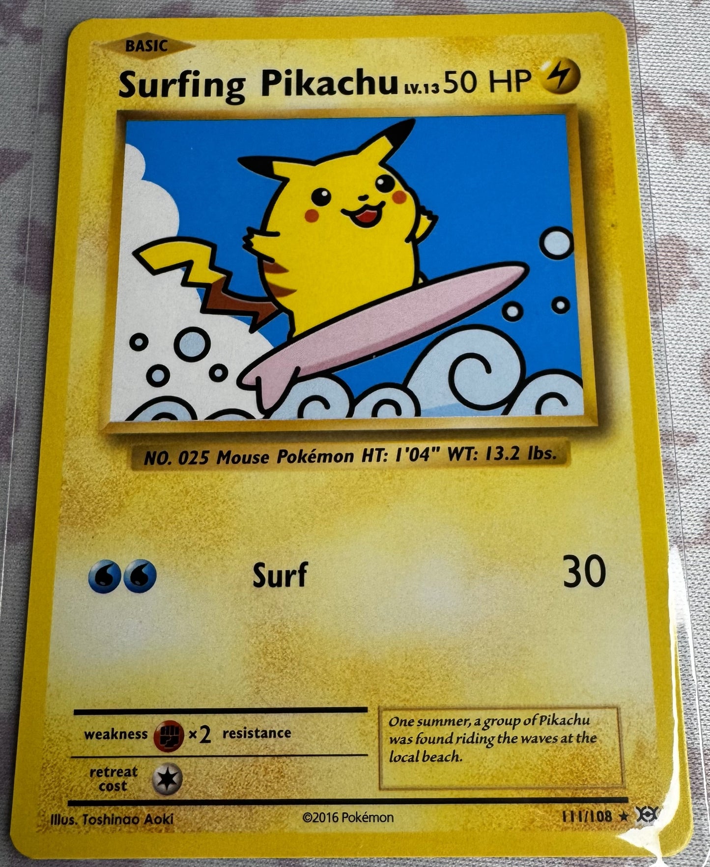 Surfing Pikachu Pokemon XY Evolutions Card