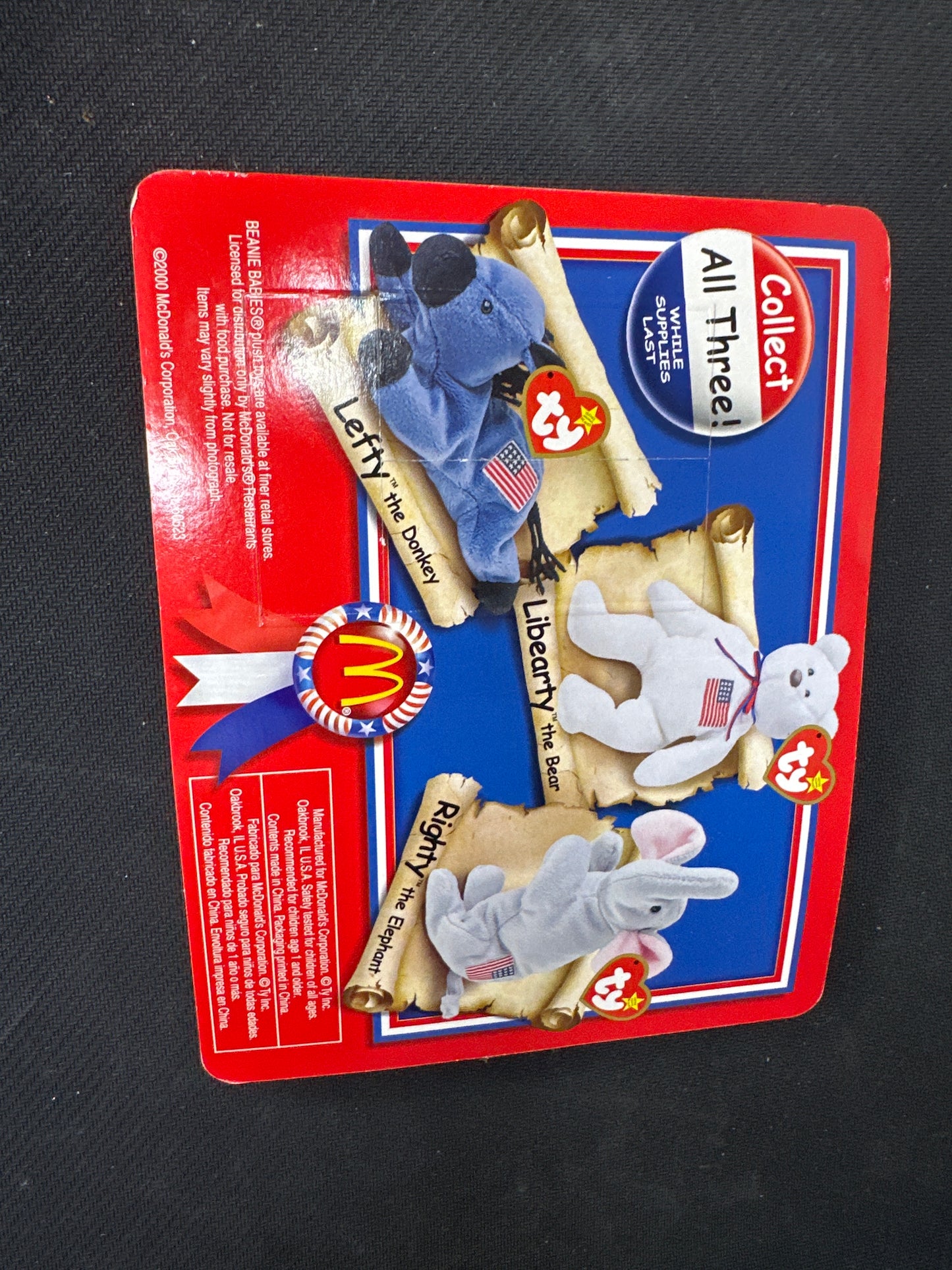 TY Teenie Beanie Babies American Trio Righty the Elephant