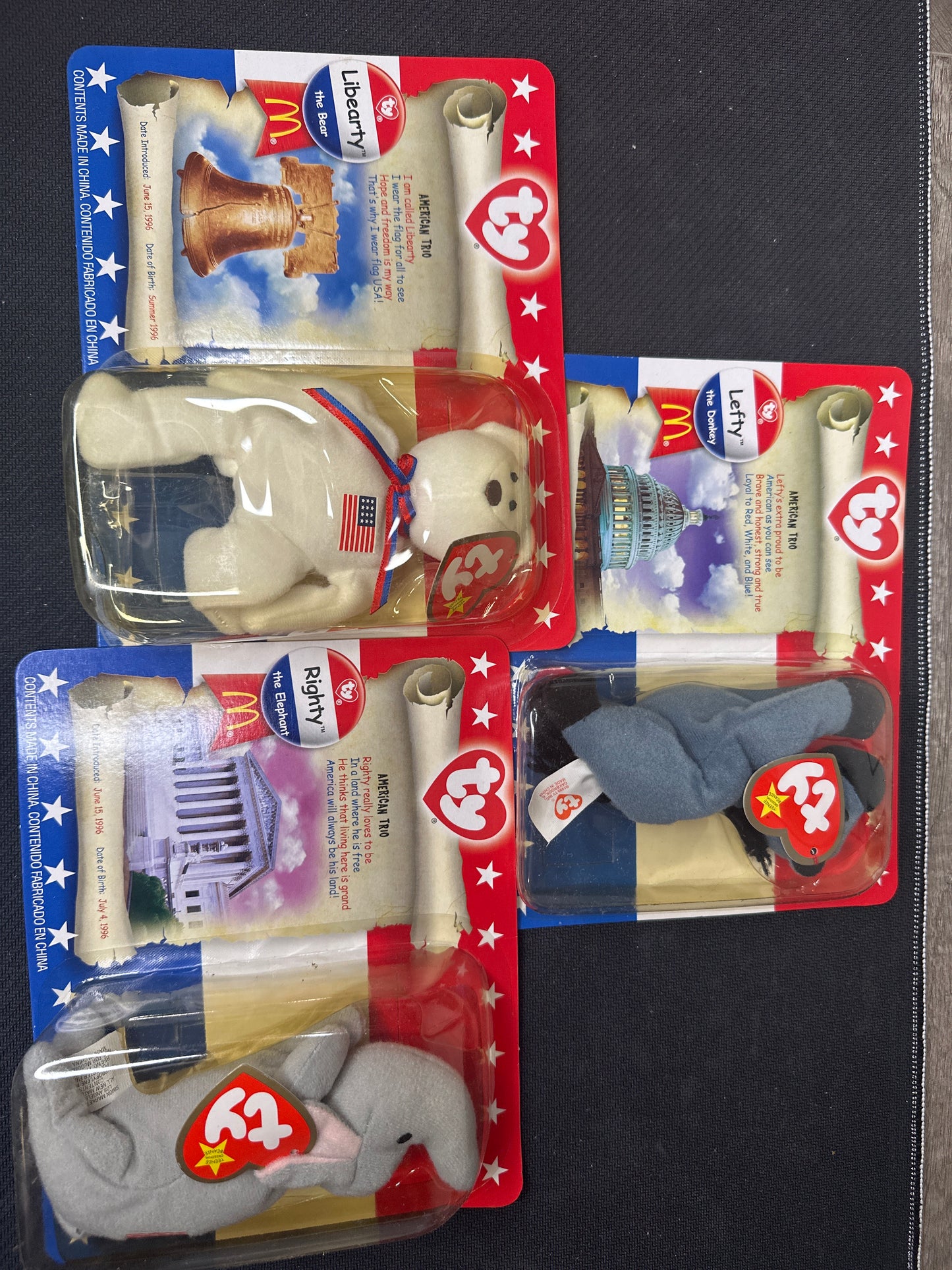 TY Beanie Babies 2000 American Trio - Set of 3