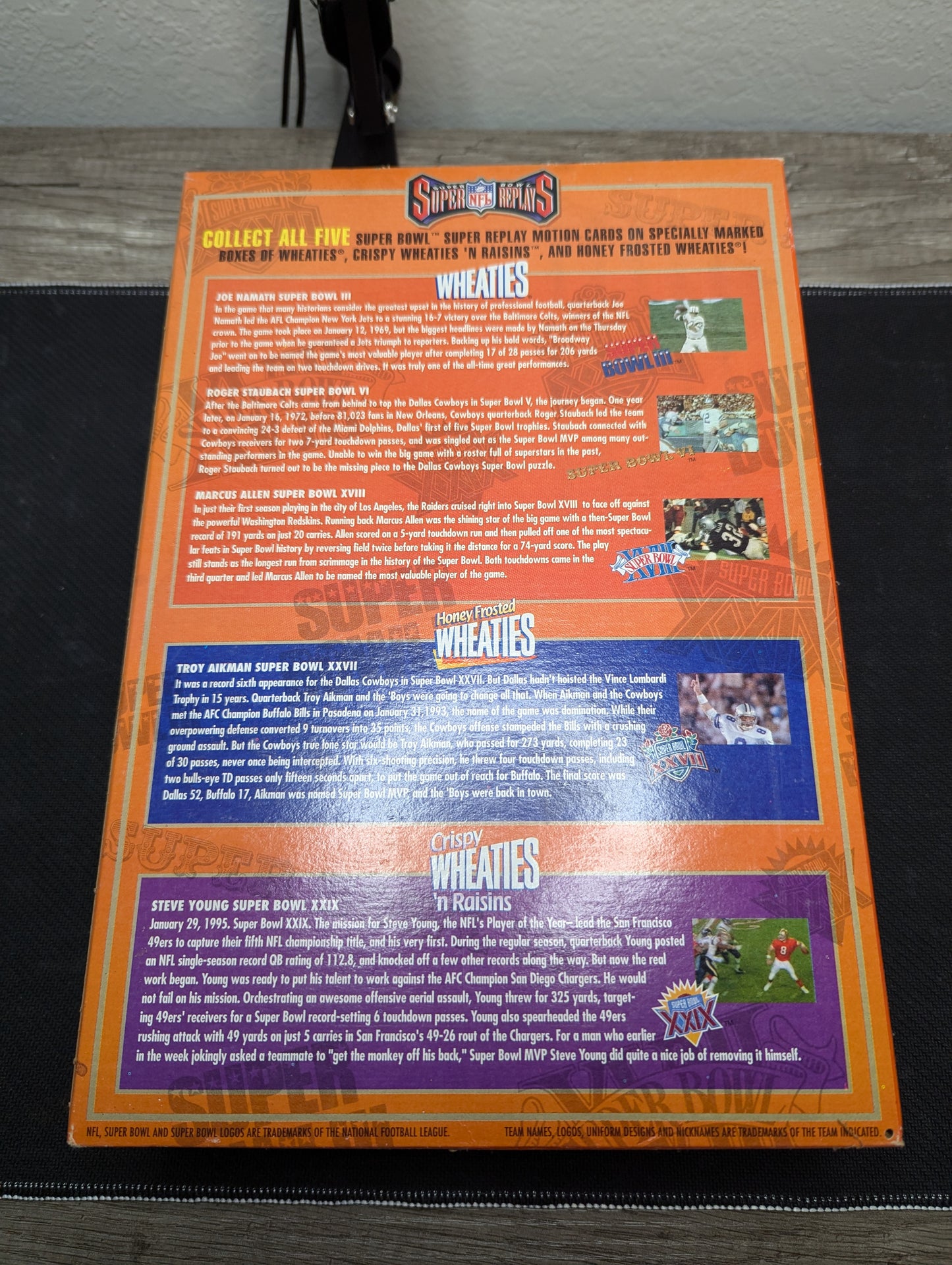 Wheaties Super Bowl XVIII Raiders Marcus Allen Box Replays Hologram