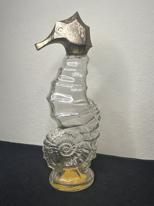 Avon Sea Horse Skin-So-Soft Bath Oil Decanter Clear Glass Seahorse