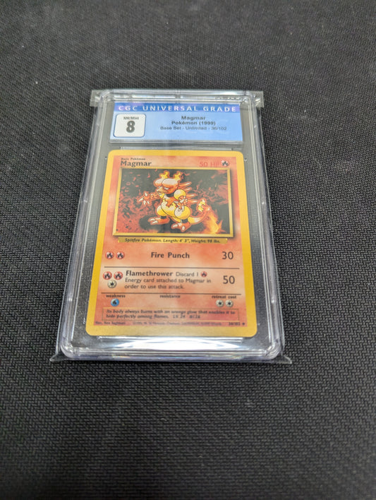 Pokémon 36/102 Magmar Base Set CGC 8